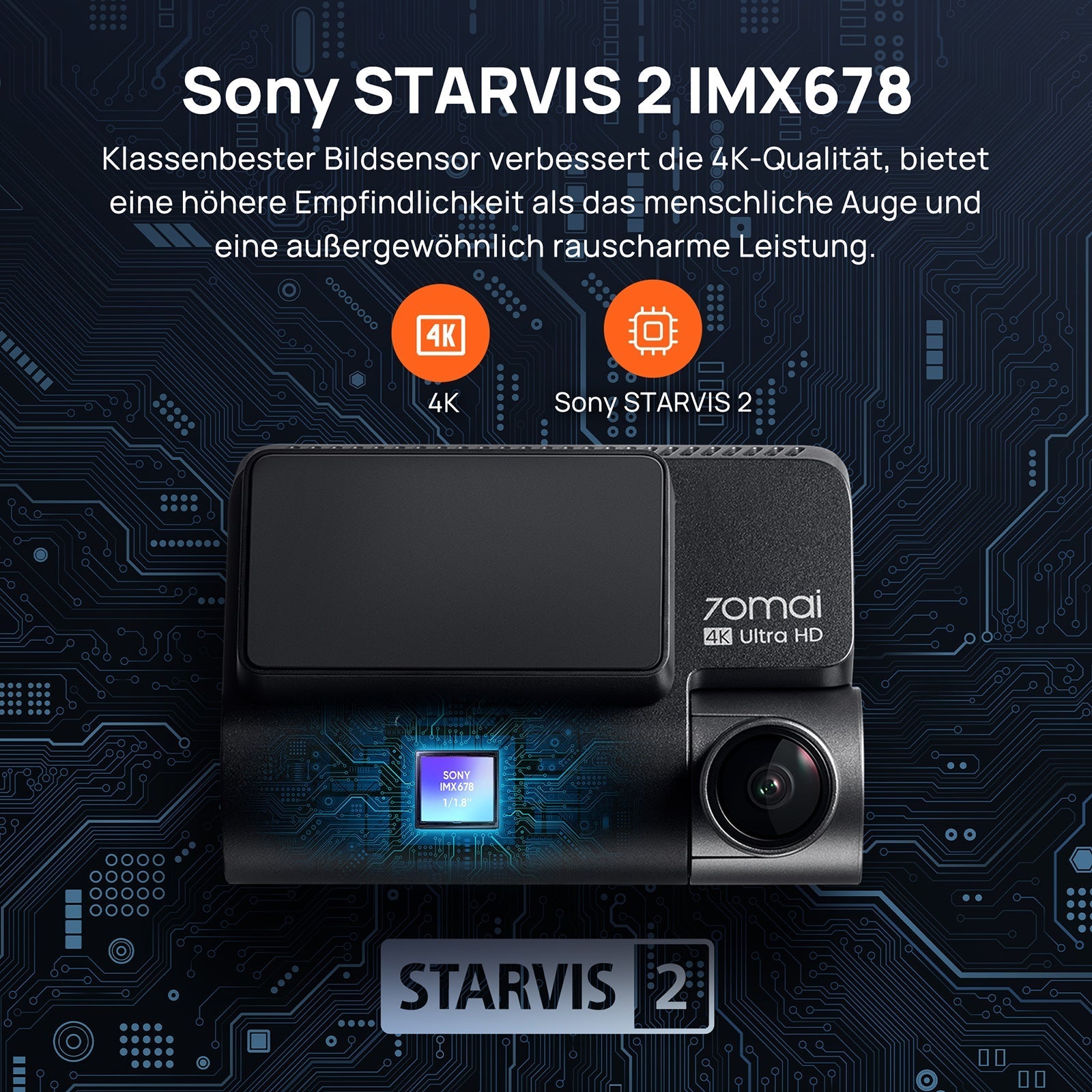 70mai A810 Dash Cam 4K HDR Sony Starvis 2 IMX678 Dual-channel