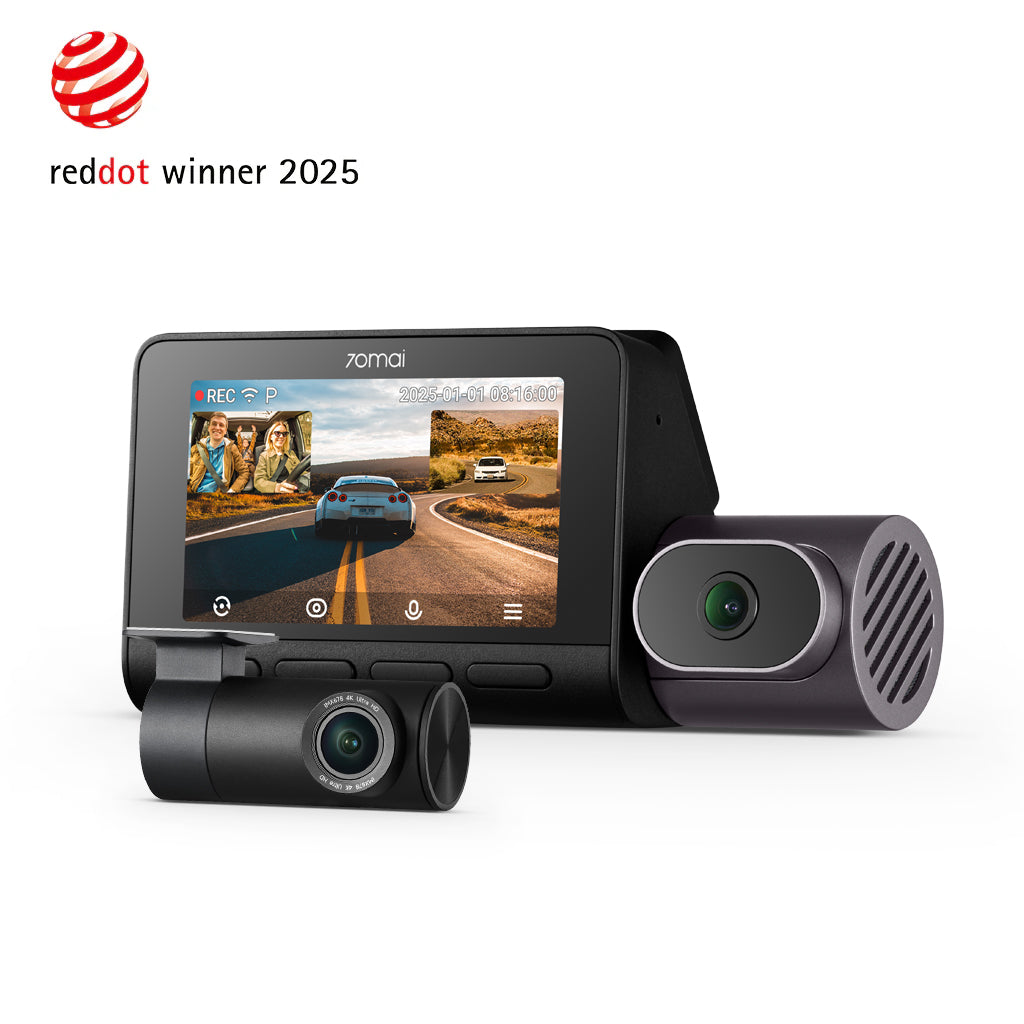 70mai Dash Cam 4K T800 3-Channel w/ Dual 4K, STARVIS 2 IMX678, HDR Night Vision, AI Detection, Emergency Record, 4G LTE & Supercapacitor