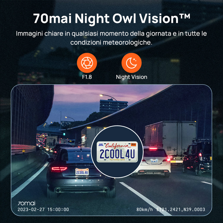 70mai Dashcam A800S  - night vision