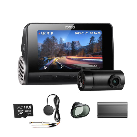 4K A810 Bundle: Front Cam + Rear Cam + Memory Card + Hardwire Kit + CPL Filter + Battery Pack