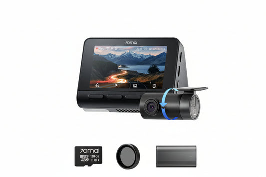 Pacchetto 4K A800SE: telecamera anteriore + telecamera posteriore + scheda di memoria + filtro CPL + batteria + kit di installazione fissa