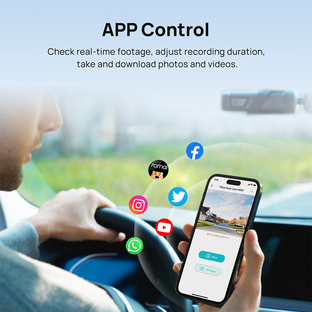 70mai Dash Cam M500 2.7K HDR Night Vision 170° FOV Driving Assistant